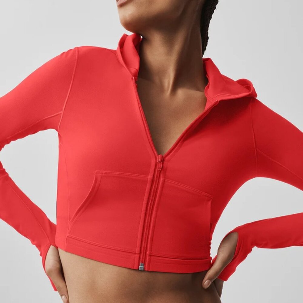 NEW Alo Yoga Alosoft Sincere Fitted Jacket in Bright Red